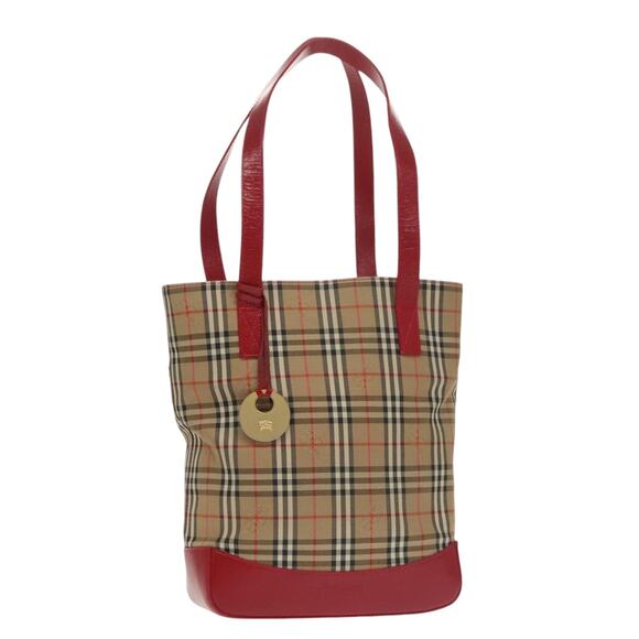 Burberry Nova Check Tote Bag Canvas Beige Red - Picture 1 of 16